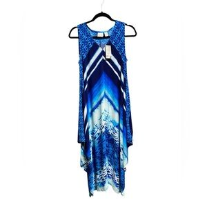 Chico's Watercolor Chevron Modern Hem Midi Dress - SIZE 1 - NWT